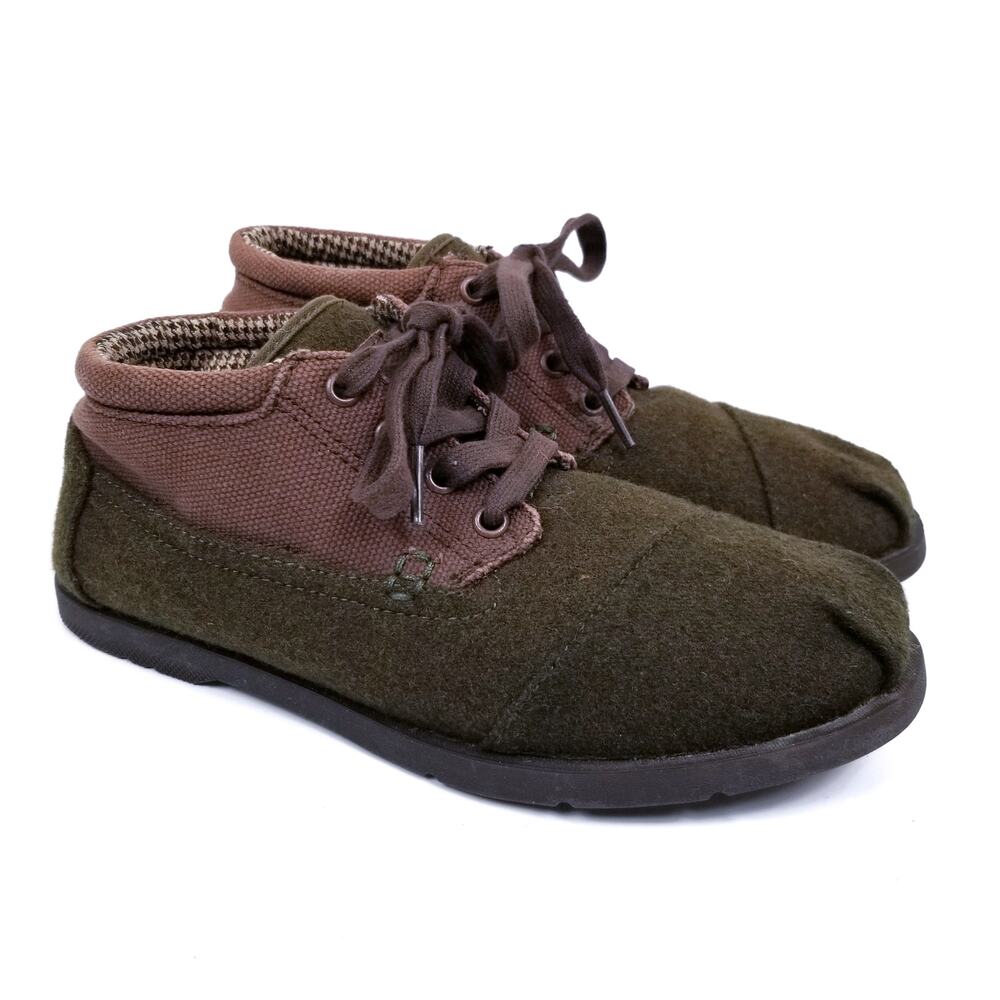 Toms Men's Wool Ridge Botas Lace Up Shoes Olive Green Brown Size 7
